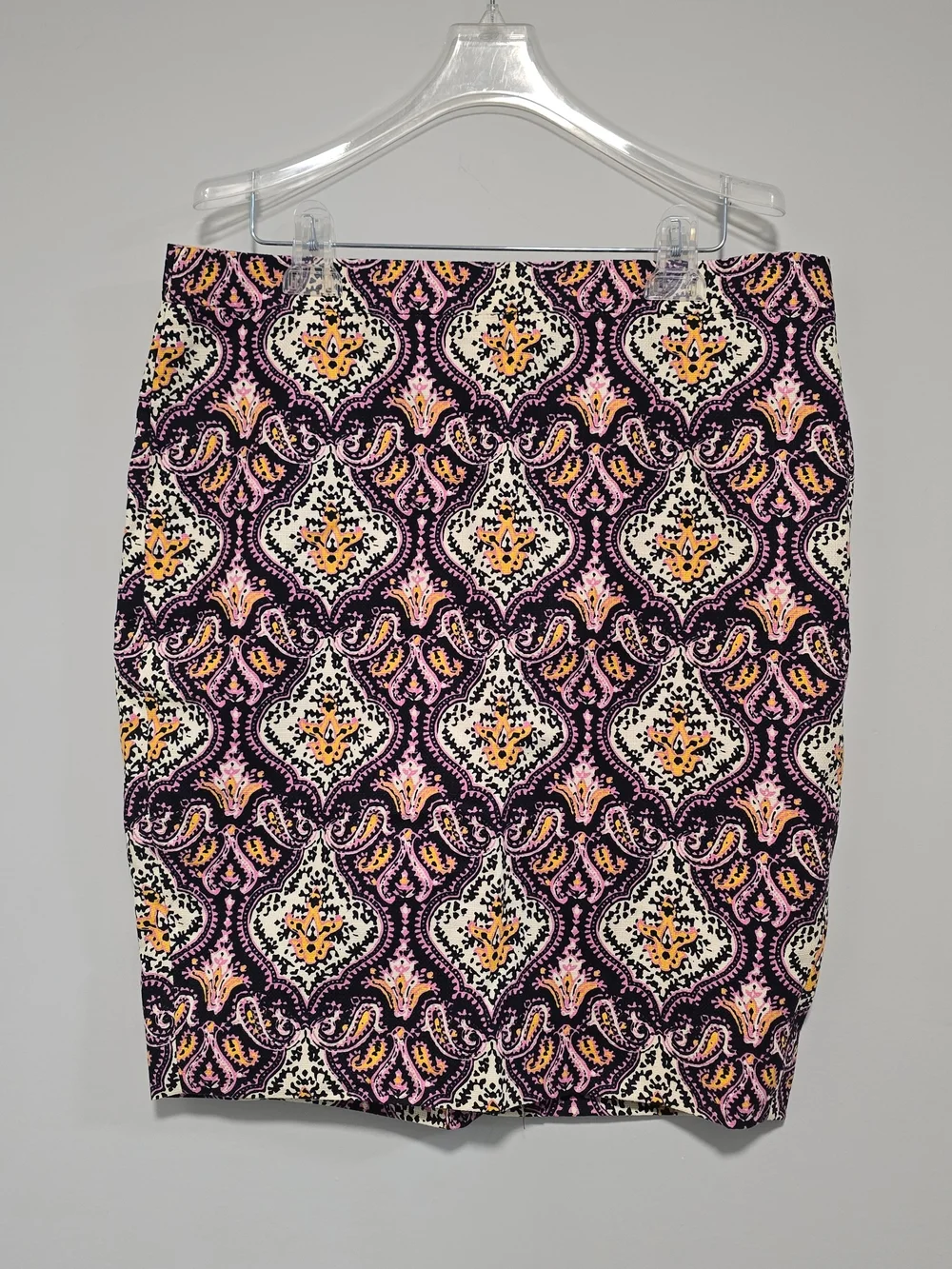J. Crew Purple Patterned Midi Pencil Skirt career boho, retro preppy Style 10